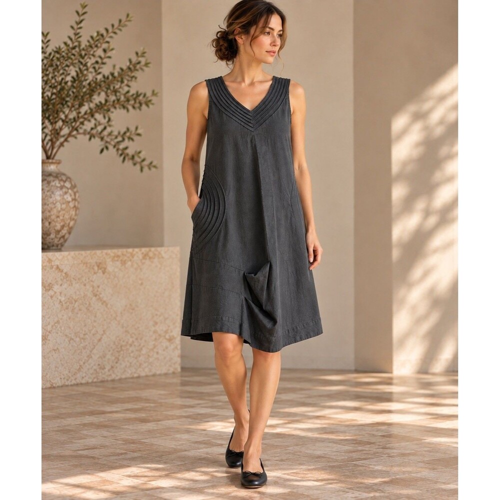 JIU bySensounico Sculptural Architectural Dress Charcoal Gray Japanese Lagenlook